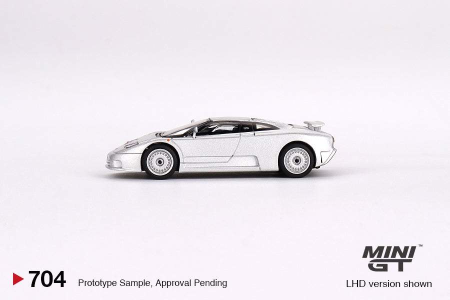 Mini GT #704 Bugatti EB110 GT Grigio Chiaro LHD Diecast Model Car