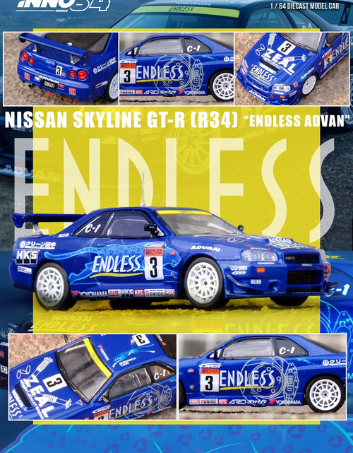 Load image into Gallery viewer, INNO64 1/64 NISSAN SKYLINE GT-R (R34) #3 ENDLESS ADVAN Super Taikyu
