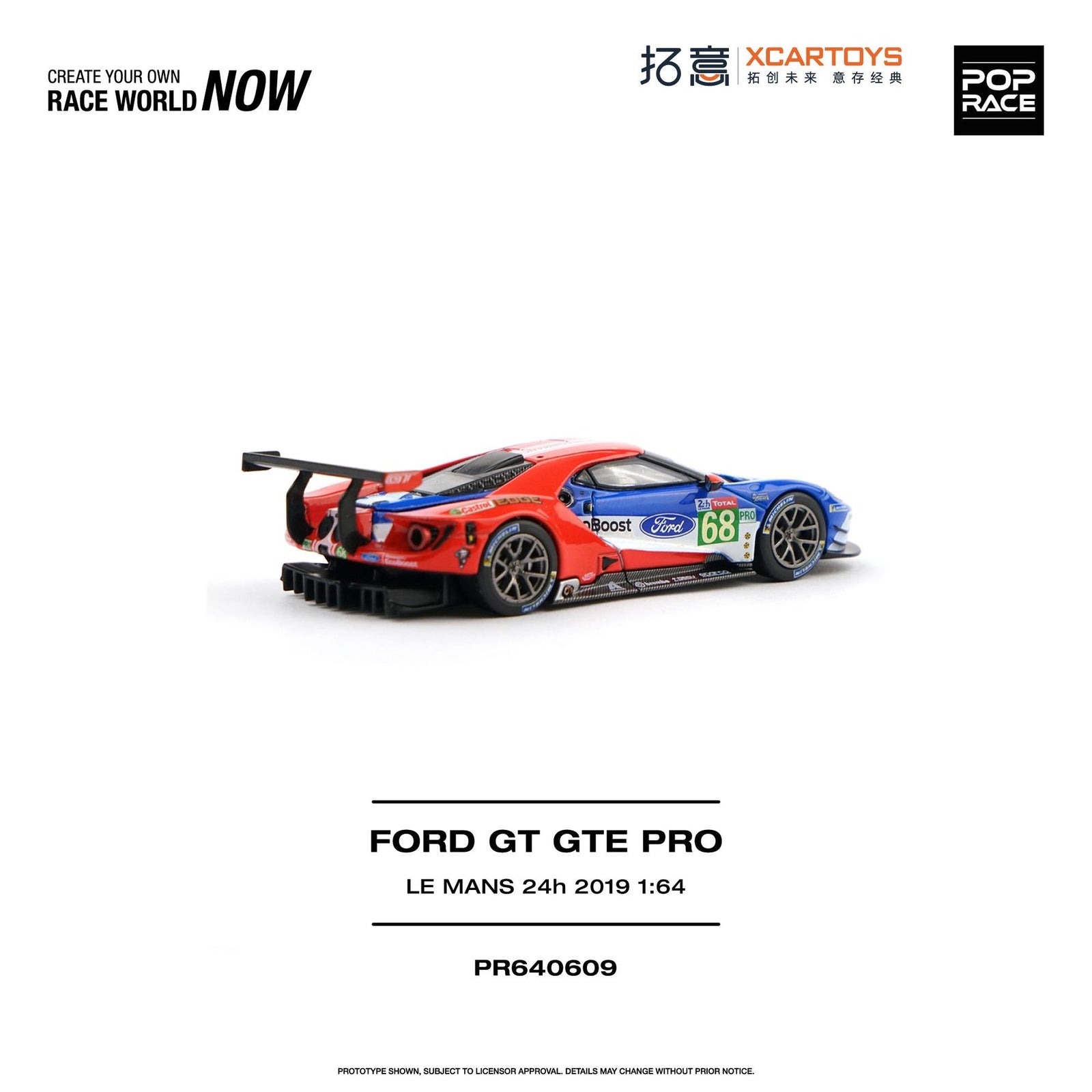 (Pre-order) POPRACE 1/64 - FORD GT GTE PRO LE MANS 24H 2019 Diecast Model Car