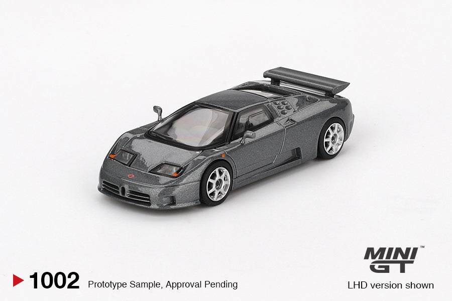 Mini GT #1002 Bugatti EB110 Super Sport Grigio Scuro Model Car