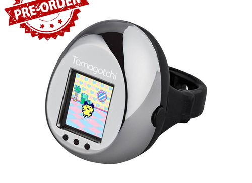 Load image into Gallery viewer, (Pre-order) Bandai Tamagotchi ring - Black &amp; Metallic Silver Digital Pet Toy
