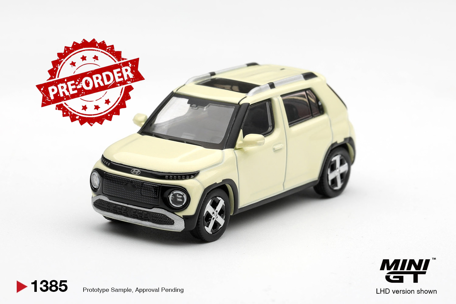 (Pre-order) Mini GT #1385 Hyundai Casper Butter Cream Yellow Pearl Diecast Model