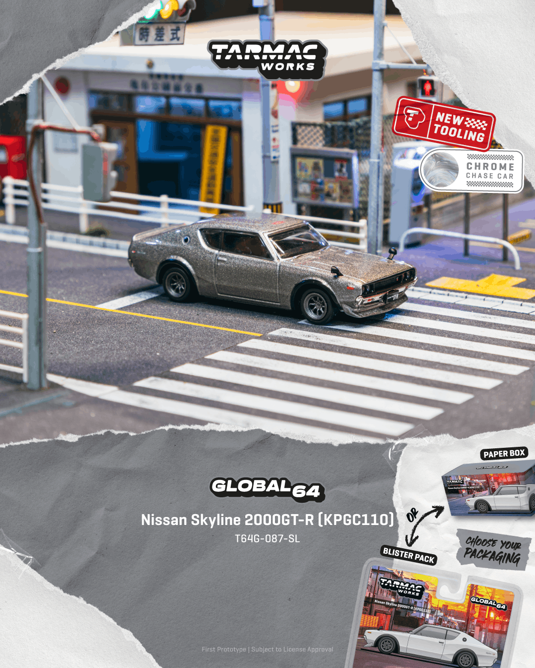 (Pre-order) Tarmac Works 1/64 Nissan Skyline 2000GT-R (KPGC110) Silver