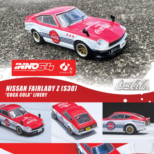 Load image into Gallery viewer, INNO64 x TINY 1/64 DIE-CAST NISSAN FAIRLADY Z (S30) &quot;COCA COLA&quot;
