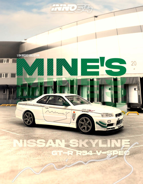 Load image into Gallery viewer, INNO64 MODEL 1/64 NISSAN SKYLINE GT-R (R34) V-SPEC Tuned by &quot;MINE&#39;S&quot;
