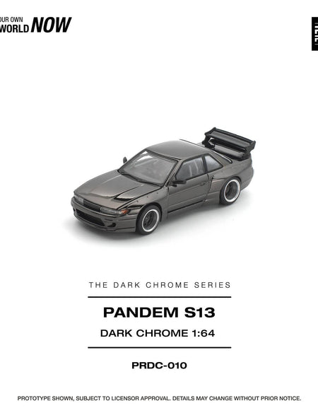 (Pre-order) POP RACE 1/64 PANDEM S13 DARK CHROME Diecast Model Car #PRDC-010