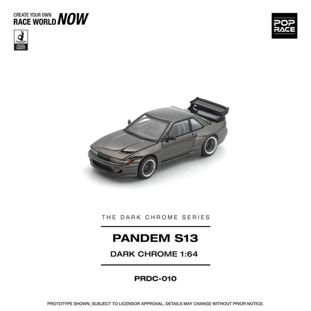 (Pre-order) POP RACE 1/64 PANDEM S13 DARK CHROME Diecast Model Car #PRDC-010