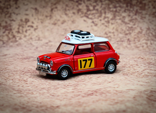 Load image into Gallery viewer, TINY Hong Kong #177 Mini Cooper Rally Red Mk1 Scale 1:50 Diecast Mini  Car
