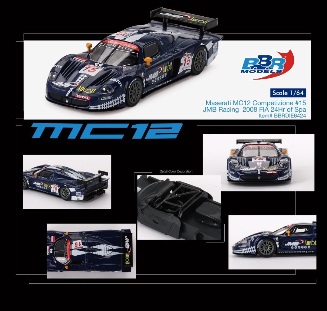 BBR 1:64 Maserati MC12 Competizione #15 JMB Racing 2008 FIA 24Hr Spa