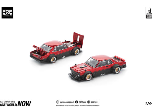 Load image into Gallery viewer, (Pre-order) POPRACE 1/64 SKYLINE GT-R V8 DRIFT (HAKOSUKA) - RED BLACK Model Car
