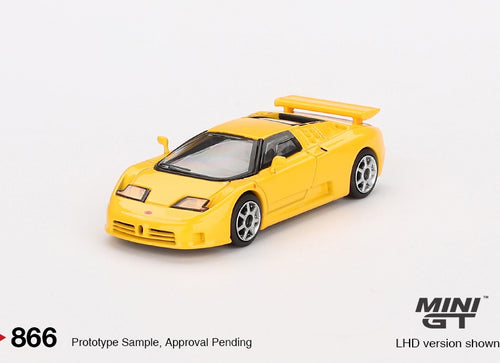 Load image into Gallery viewer, Mini GT #866 1/64 Bugatti EB110 Super Sport Giallo Bugatti Model Car
