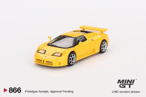 Load image into Gallery viewer, Mini GT #866 1/64 Bugatti EB110 Super Sport Giallo Bugatti Model Car
