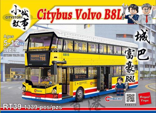 Load image into Gallery viewer, Royal Toys Building Blocks City Story Bricks RT39 : Hong Kong Citybus Volvo B8L
