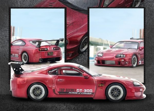 Load image into Gallery viewer, INNO64 TOYOTA SUPRA (A80) "TOP SECRET" Red Die-cast Model Car
