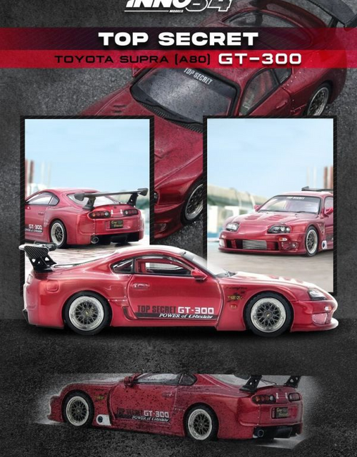 Load image into Gallery viewer, INNO64 TOYOTA SUPRA (A80) &quot;TOP SECRET&quot; Red Die-cast Model Car
