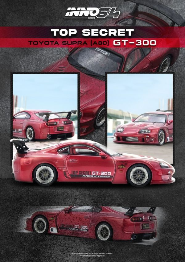INNO64 TOYOTA SUPRA (A80) "TOP SECRET" Red Die-cast Model Car