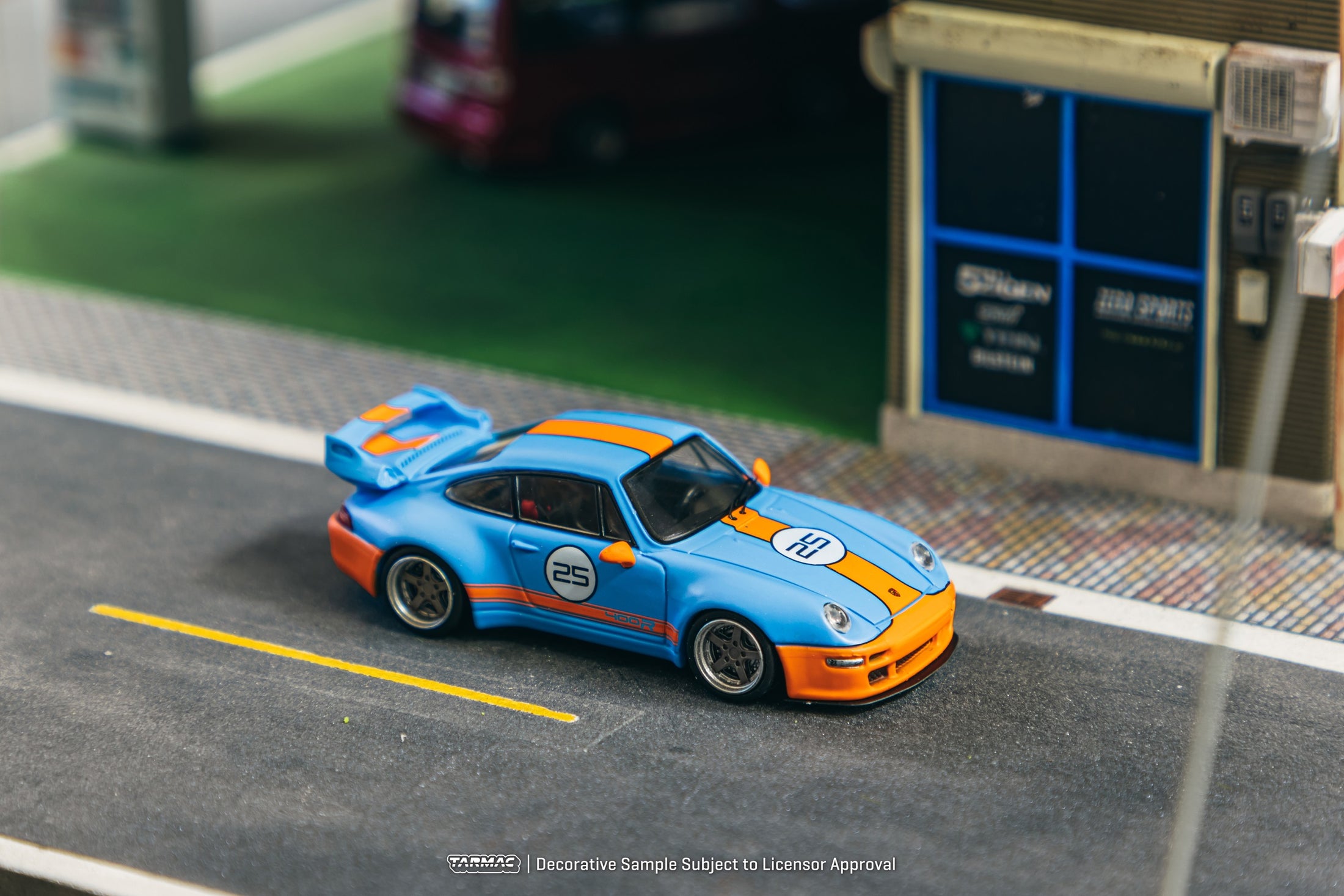 Tarmac Works 1/64 993 Remastered By Gunther Werks Blue / Orange Car