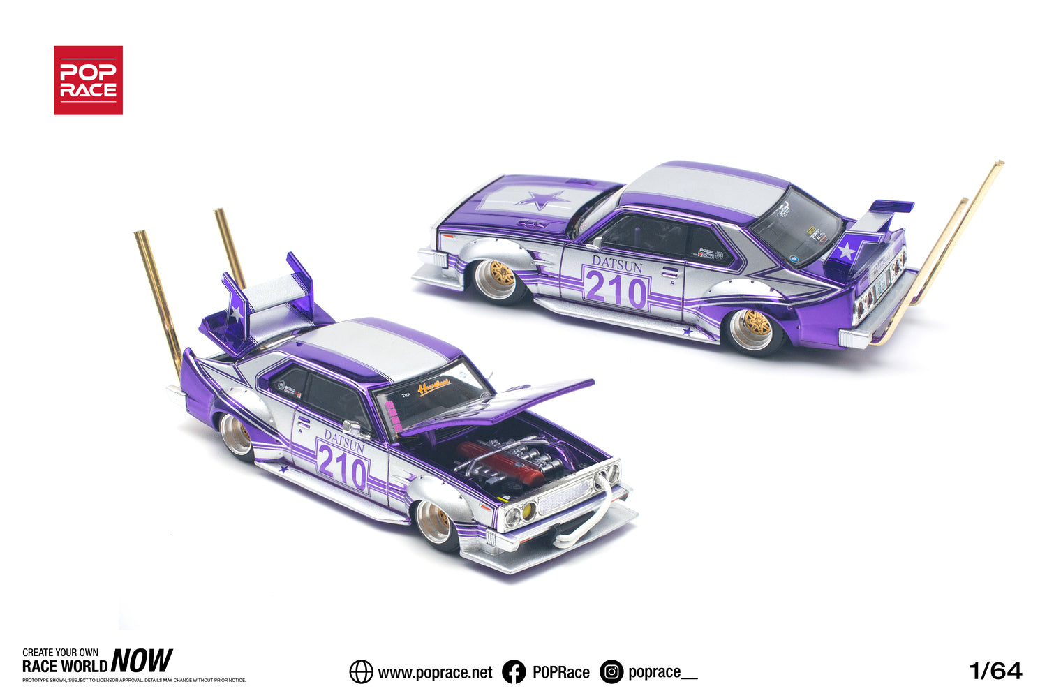 POPRACE 1/64 Skyline C210 Kaido Racer (Bosozoku Style) Purple