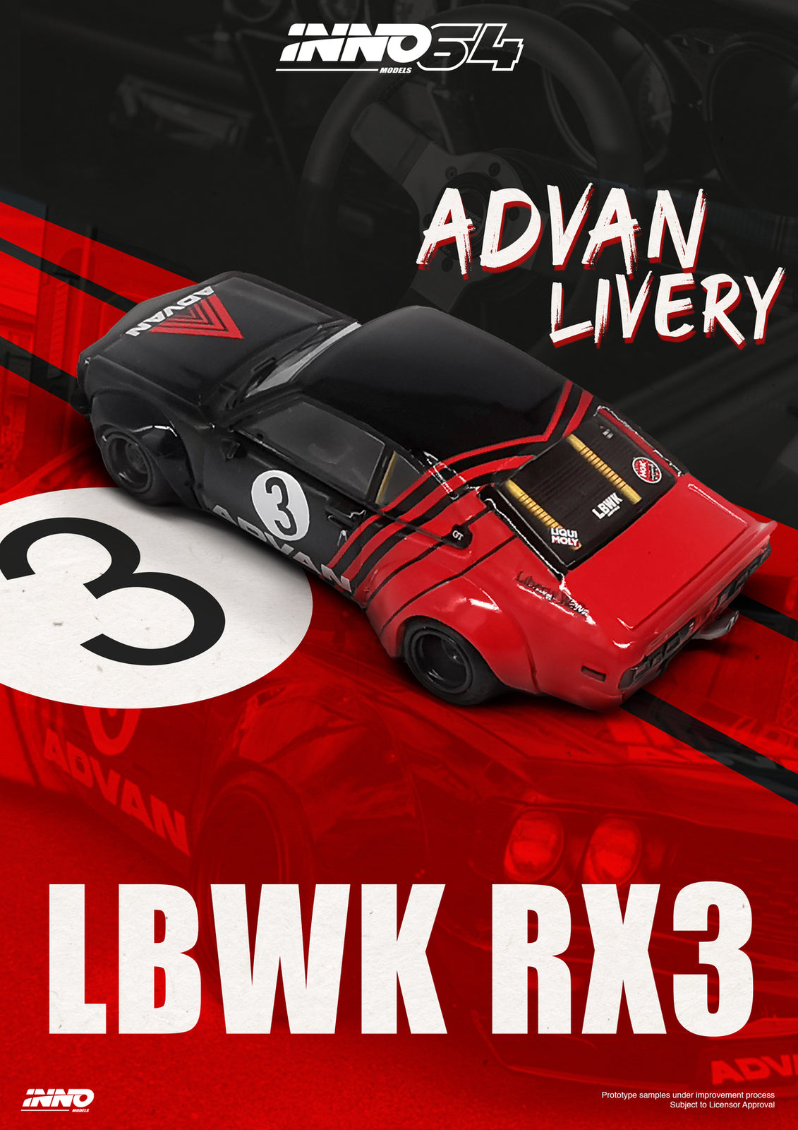 INNO64 MODELS 1/64 LBWK MAZDA RX3 SAVANNA "ADVAN LIVERY" Model Car
