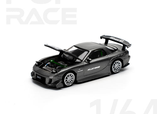 Load image into Gallery viewer, POPRACE 1/64 MAZDA RX7 RE-AMEMIYA - GUN METAL Model Car
