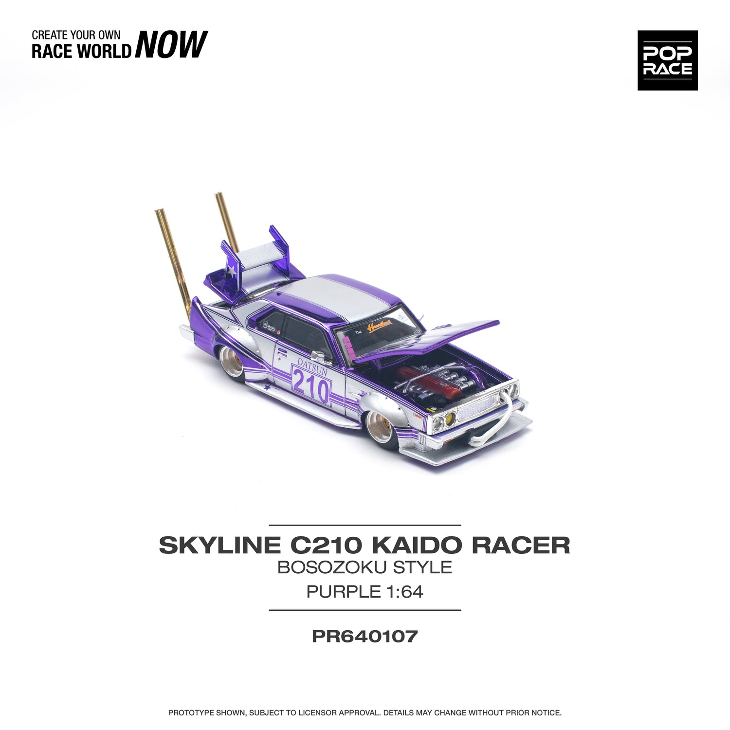 POPRACE 1/64 Skyline C210 Kaido Racer (Bosozoku Style) Purple
