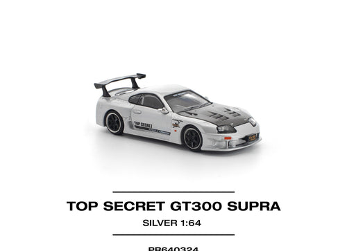 Load image into Gallery viewer, (Pre-order) POPRACE 1/64 TOP SECRET GT300 SUPRA SILVER Diecast Model Car
