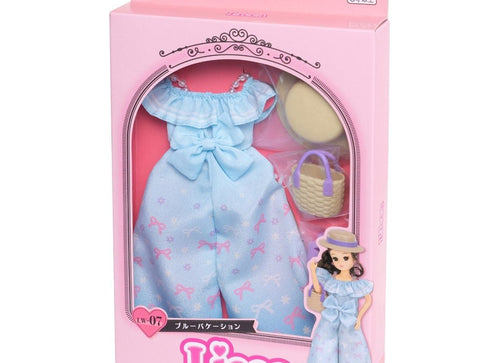 Load image into Gallery viewer, Takara Tomy Licca Chan Doll Dress LW-07 Blue Vacation (NO DOLL)
