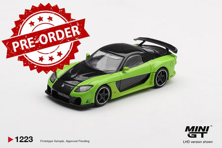 (Pre-order) MINI GT #1223 Mazda RX-7 VeilSide Fortune7 Green RHD Diecast Car