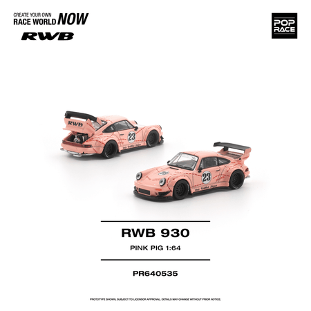 (Pre-order) POPRACE 1/64 - RWB 930 "PINK PIG" Diecast Model Car