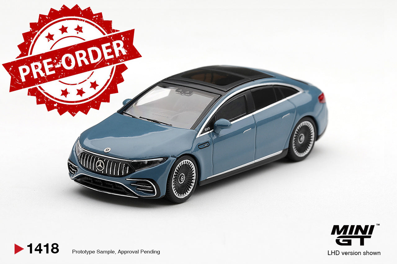 (Pre-order) Mini GT #1418 Mercedes-AMG EQS 53 Blue RHD Diecast Model Car