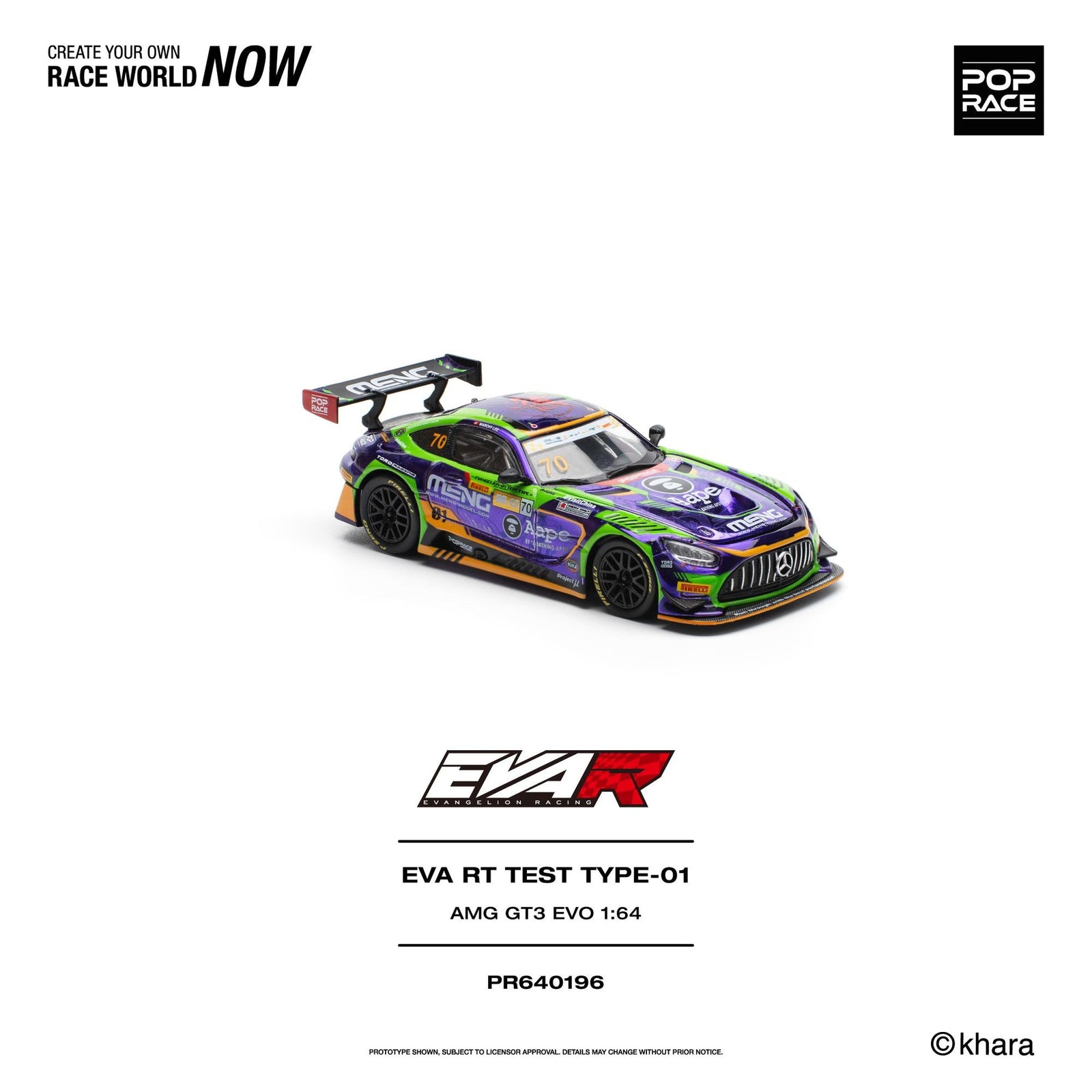 (Pre-order) POPRACE 1/64 - EVA RT TEST TYPE -01 AMG GT3 EVO MACAU GP 2023