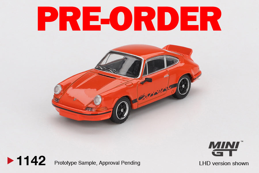(Pre-order) MINI GT #1142 Porsche 911 Carrera RS 2.7 Tangerine Black Livery RHD