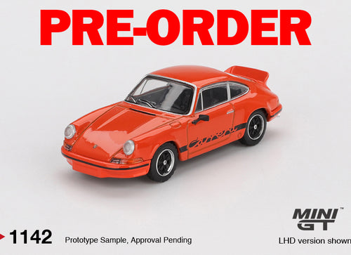 Load image into Gallery viewer, (Pre-order) MINI GT #1142 Porsche 911 Carrera RS 2.7 Tangerine Black Livery LHD
