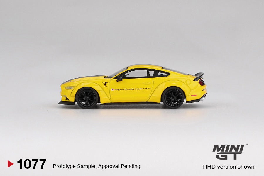 MINI GT #1077 LB-WORKS FORD MUSTANG Triple Yellow RHD Model Car