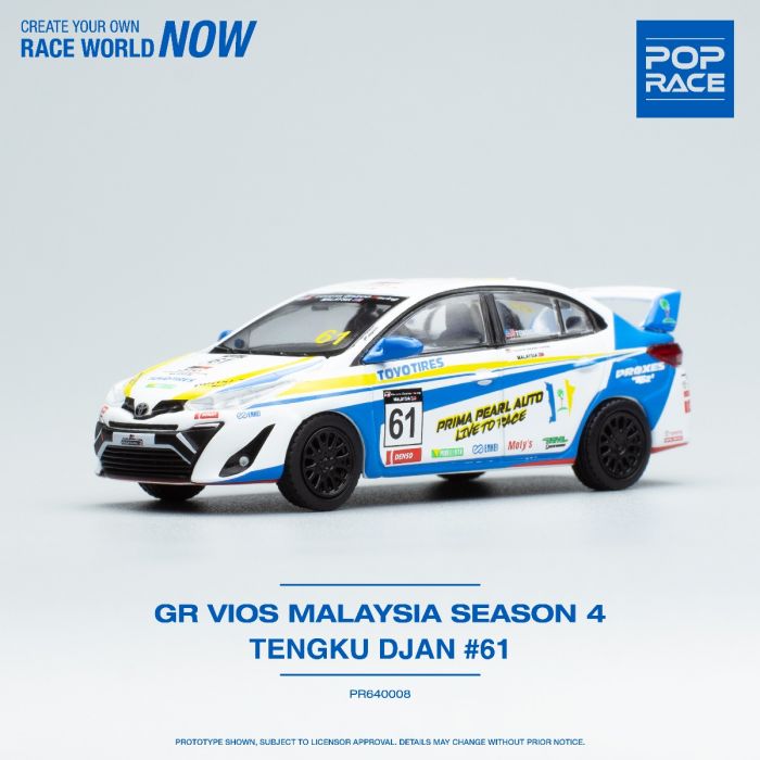 POPRACE 1/64 Die-cast Car GR VIOS MALAYSIA SEASON 4 TENGKU DJAN 61 (w/ Figure)