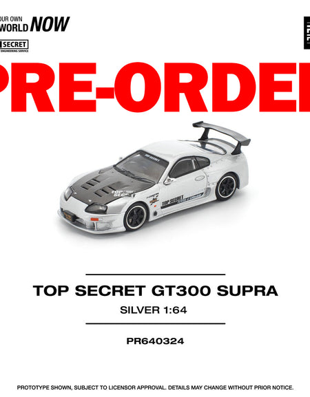 (Pre-order) POPRACE 1/64 TOP SECRET GT300 SUPRA SILVER Diecast Model Car