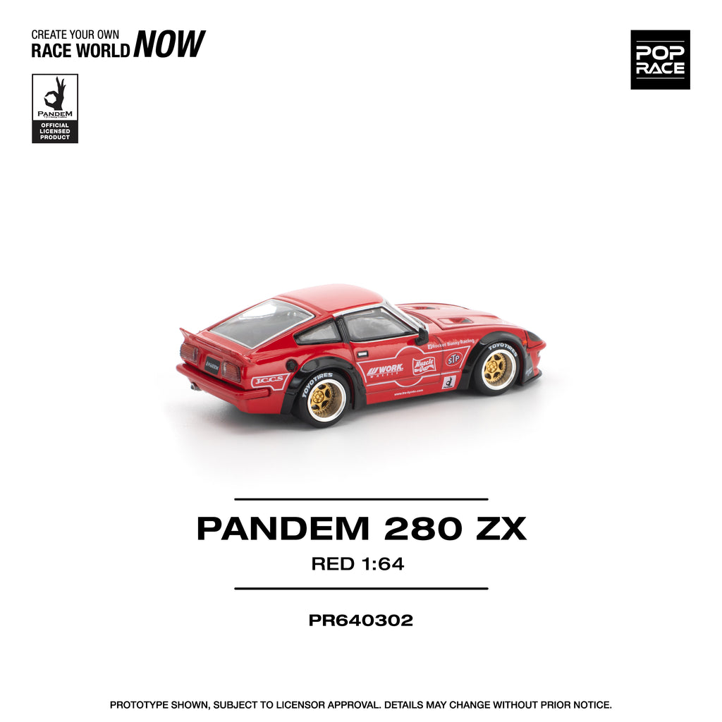 (Pre-order) POPRACE 1/64 PANDEM 280ZX RED (NEW TOOLING) Diecast Model Car