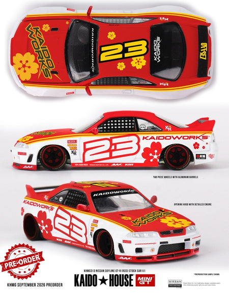 (Pre-order) Mini GT #313 Nissan Skyline GT-R (R33) Kaido Stock Car V1 House