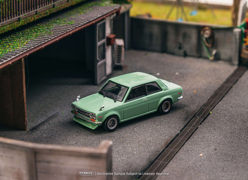 Load image into Gallery viewer, Tarmac Works 1/64 Datsun 510 Light Green Diecast Model Car
