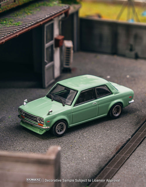 Load image into Gallery viewer, Tarmac Works 1/64 Datsun 510 Light Green Diecast Model Car
