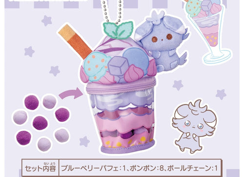 Load image into Gallery viewer, Takara Tomy Pokemon PokePiece Meowspur Blueberry Parfait Plush Charm
