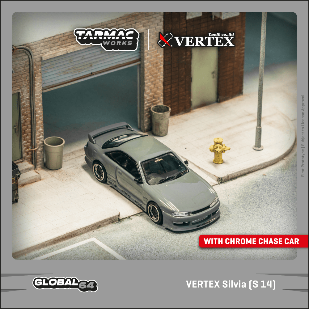 Tarmac Works 1/64 VERTEX Silvia (S 14) Grey Diecast Model Car
