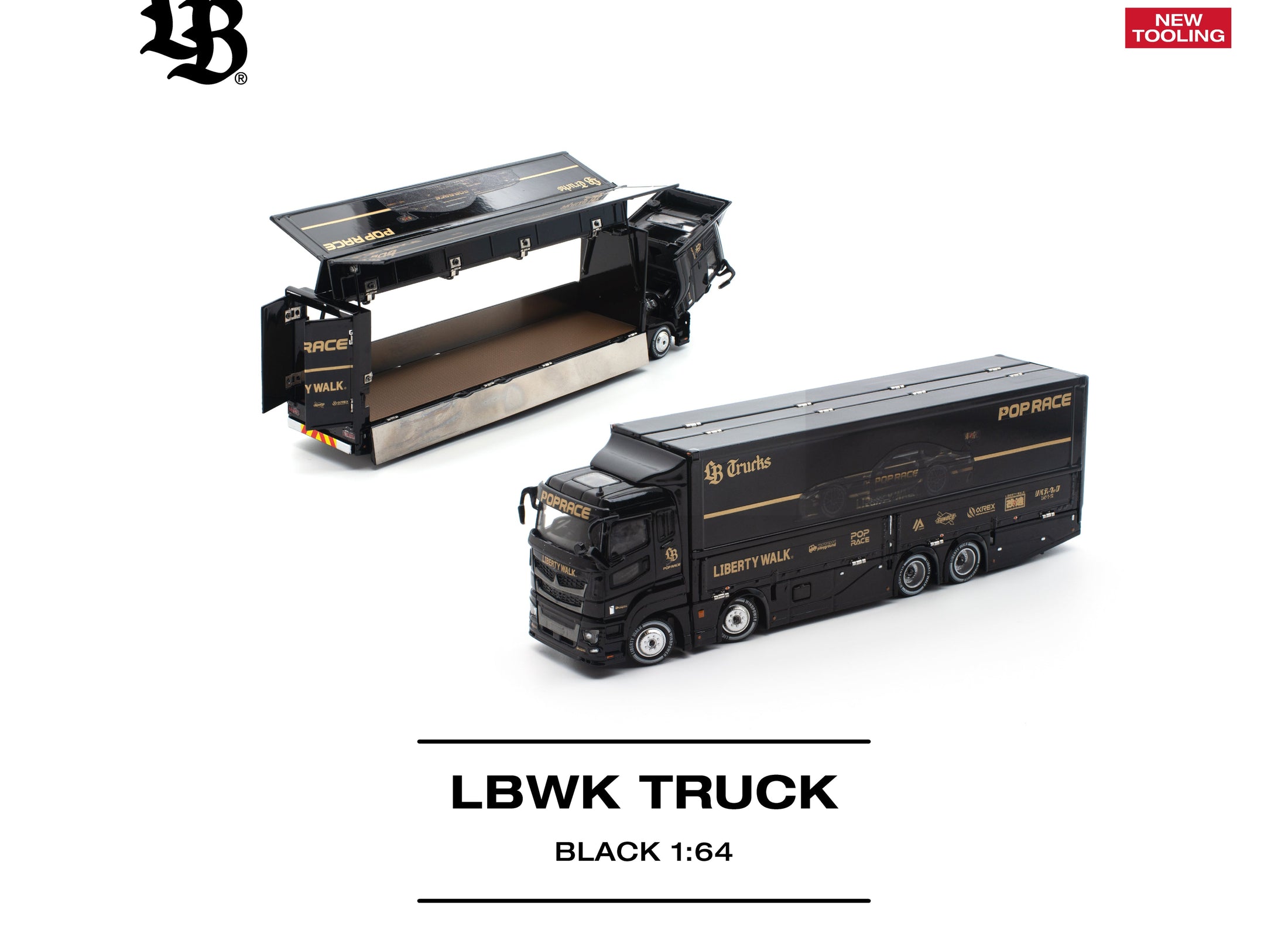 (Pre-order) POPRACE 1/64 - LBWK TRUCK - BLACK Diecast Model Car