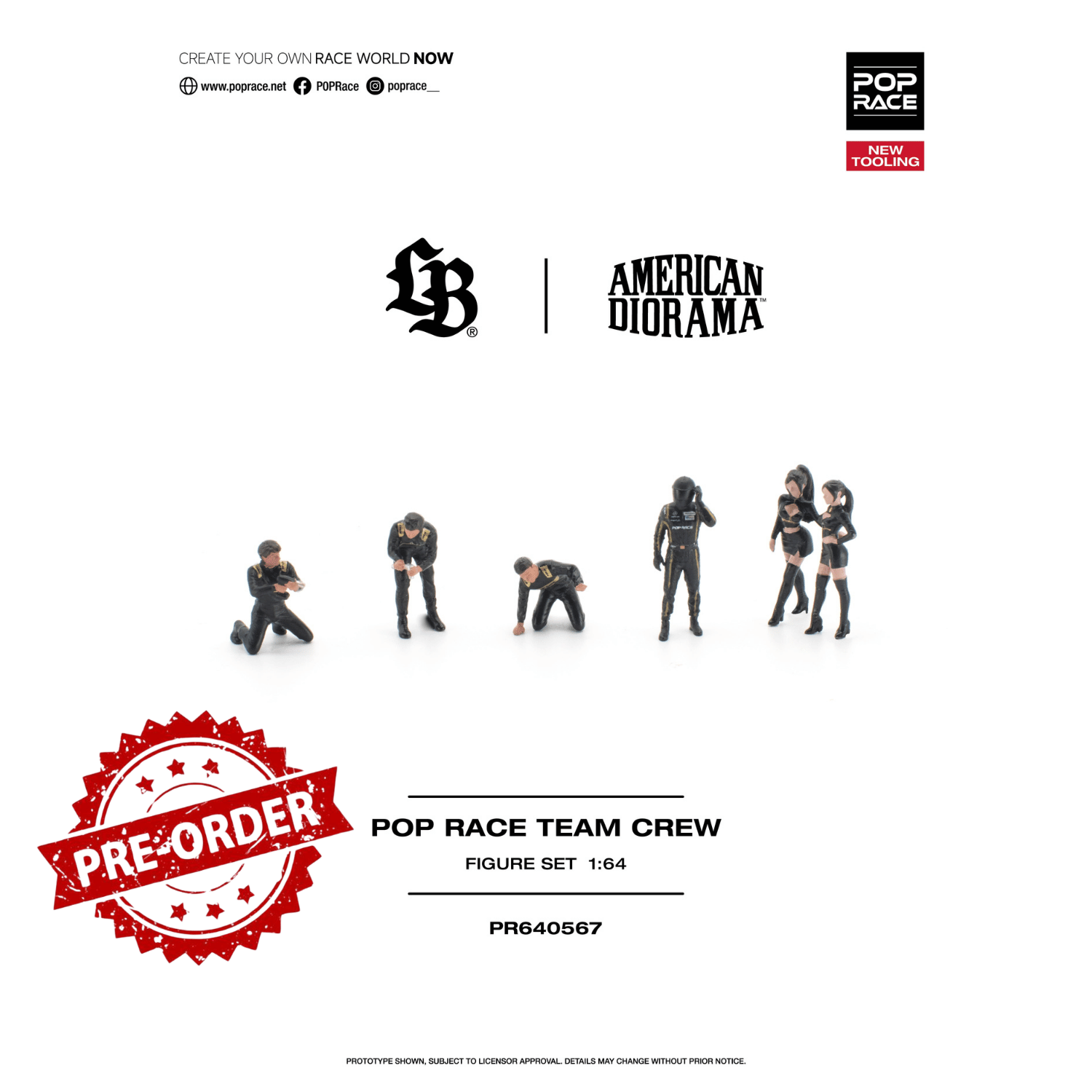 (Pre-order) POPRACE 1/64 - POP RACE TEAM CREW (6 Figures) Diecast Model Car