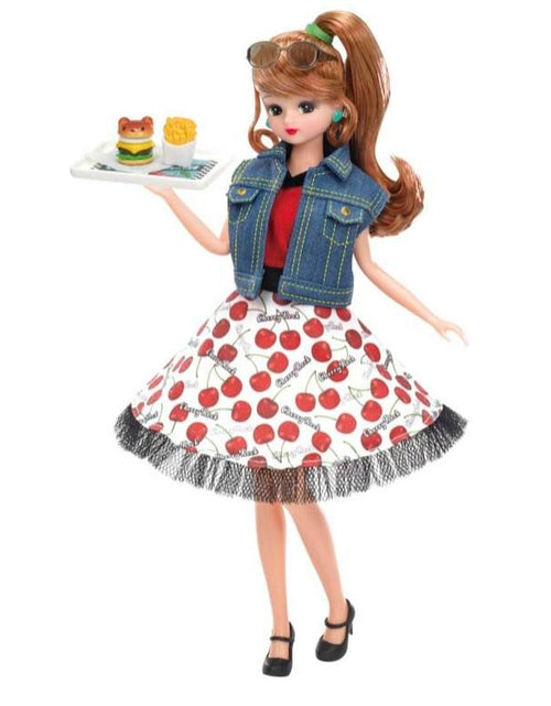 Load image into Gallery viewer, Takara Tomy Licca Chan Doll Set - Rockabilly Cherry Dress Set
