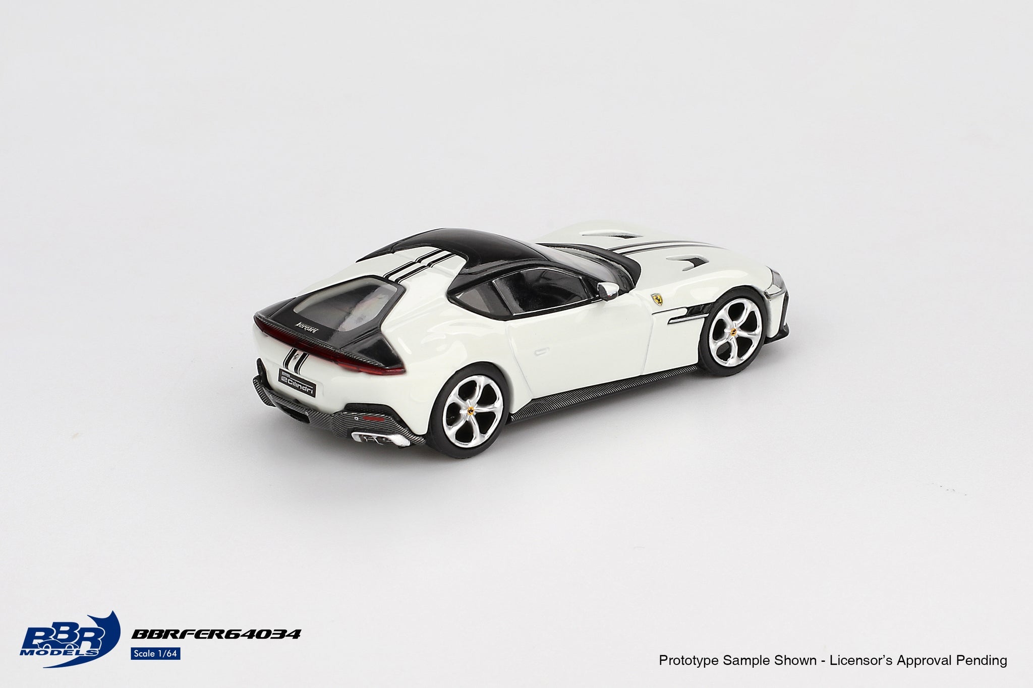 (Pre-order) BBR 1/64 Ferrari 12 Cilindri Bianco Avus Diecast Model BBRFER64034