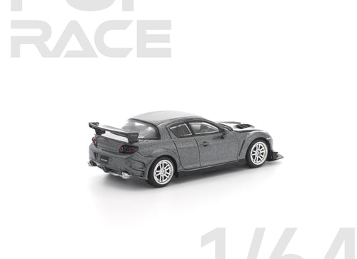 Load image into Gallery viewer, POPRACE 1/64 MAZDA RX-8 RE-AMEMIYA GUN METAL Diecast Model Car
