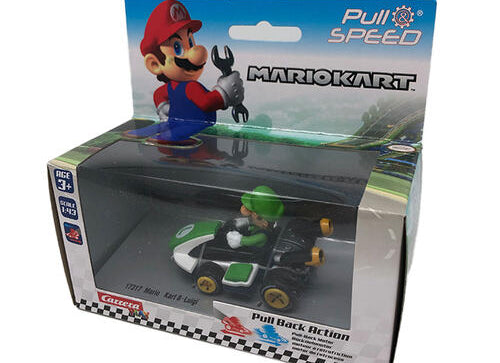 Load image into Gallery viewer, Carrera Nintendo Mario Collection 1:43 Pull Back Model Car - Luigi
