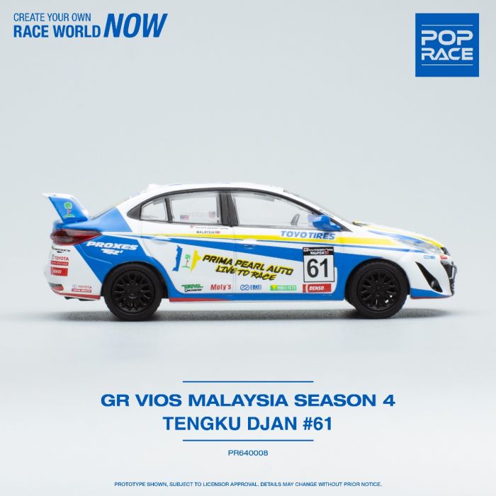 POPRACE 1/64 Die-cast Car GR VIOS MALAYSIA SEASON 4 TENGKU DJAN 61 (w/ Figure)