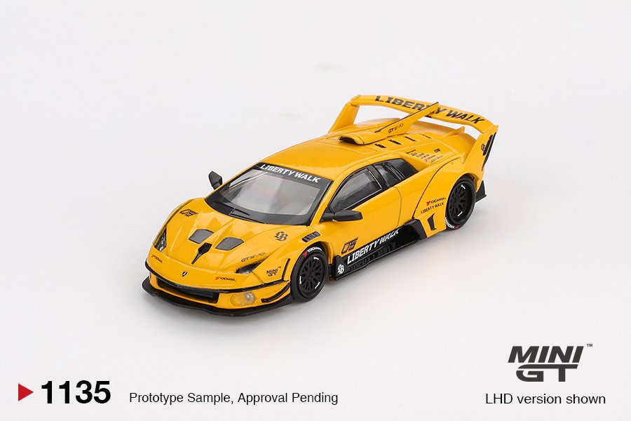 MINI GT #1135 LB-Silhouette WORKS MURCIELAGO GT Evo Yellow LHD